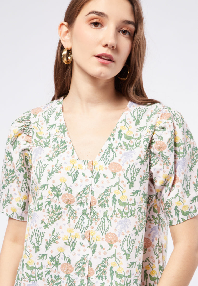 Printed Puff Sleeve Blouse