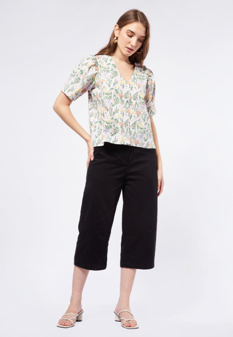 Printed Puff Sleeve Blouse