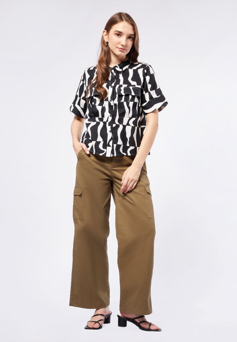 Printed Short Sleeve Blouse