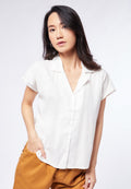 Short Sleeve Notch Collar Blouse