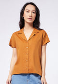 Short Sleeve Notch Collar Blouse