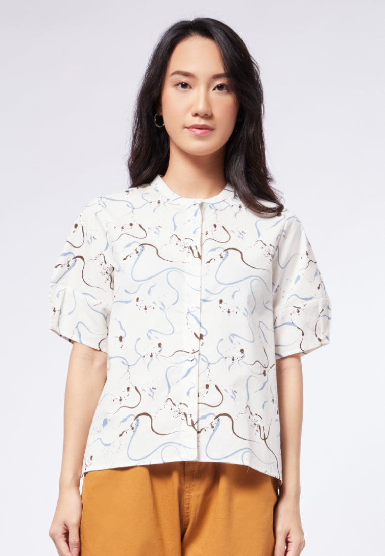 Printed Puff Sleeve Blouse