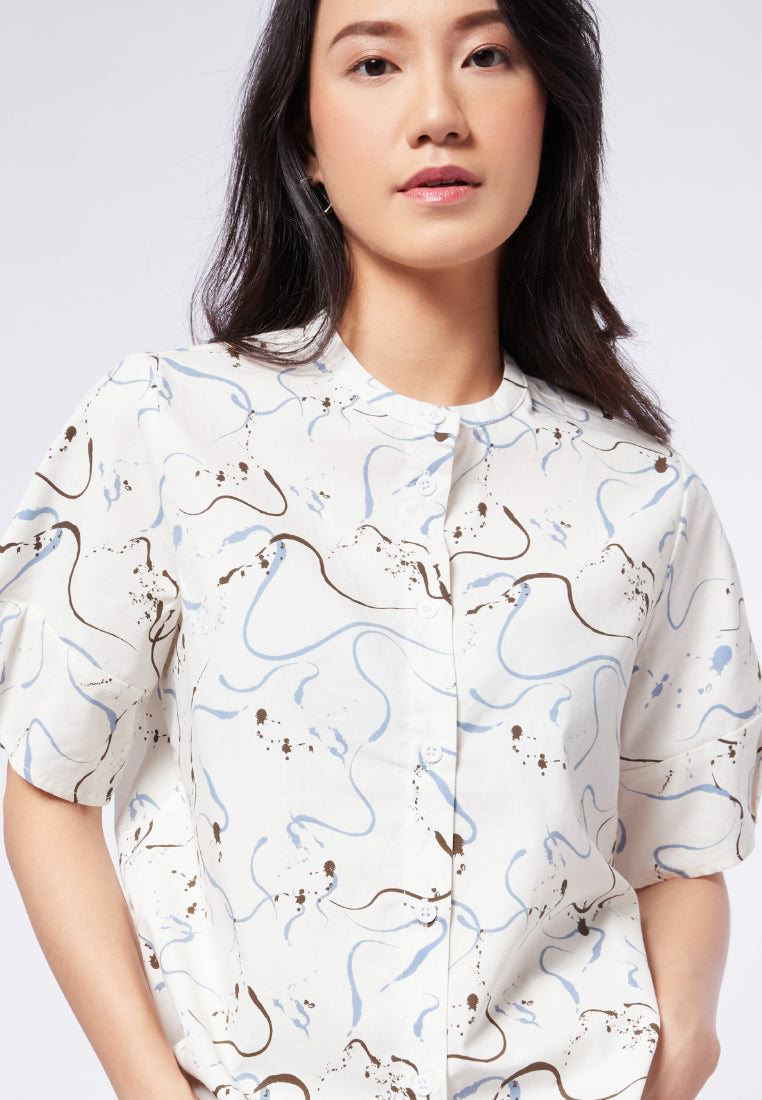 Printed Puff Sleeve Blouse