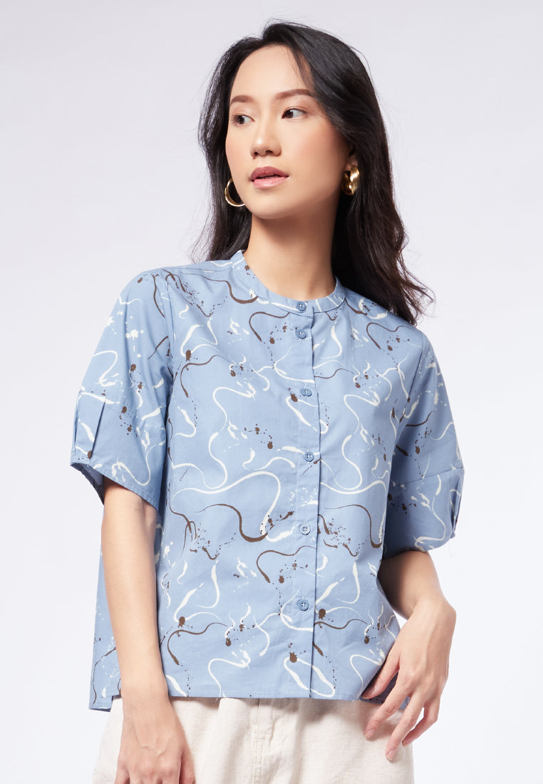 Printed Puff Sleeve Blouse