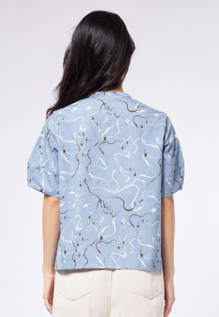 Printed Puff Sleeve Blouse