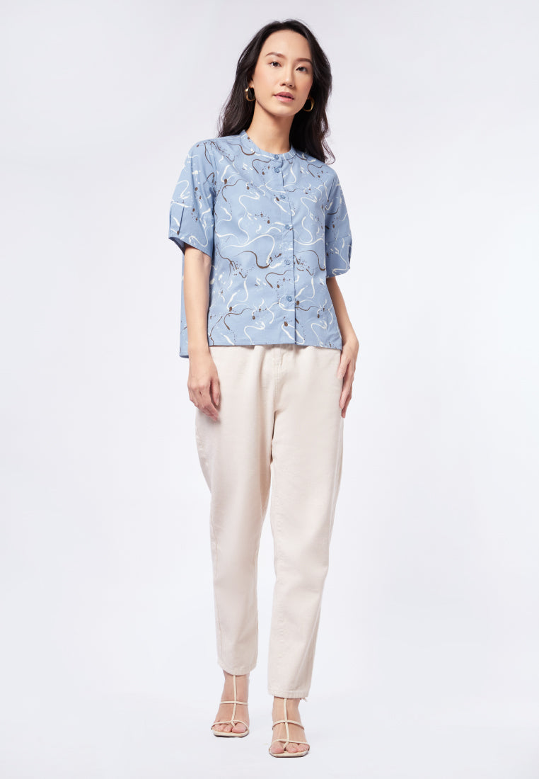 Printed Puff Sleeve Blouse