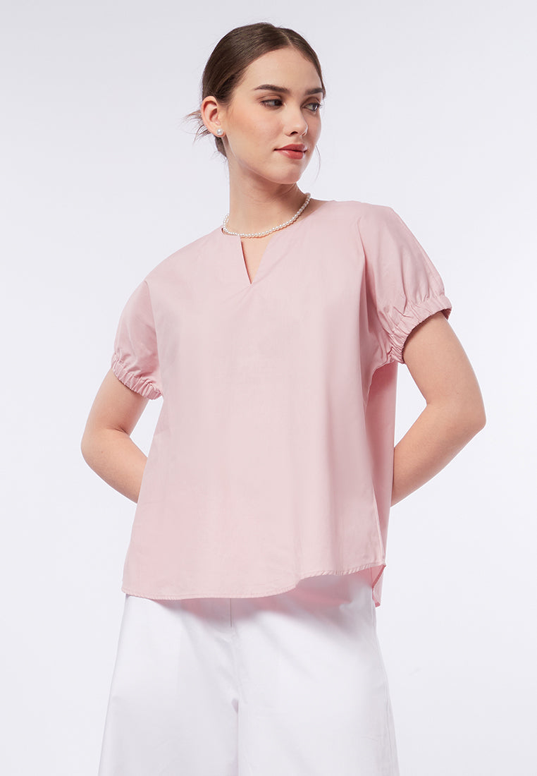 V-Neck Short Sleeve Blouse