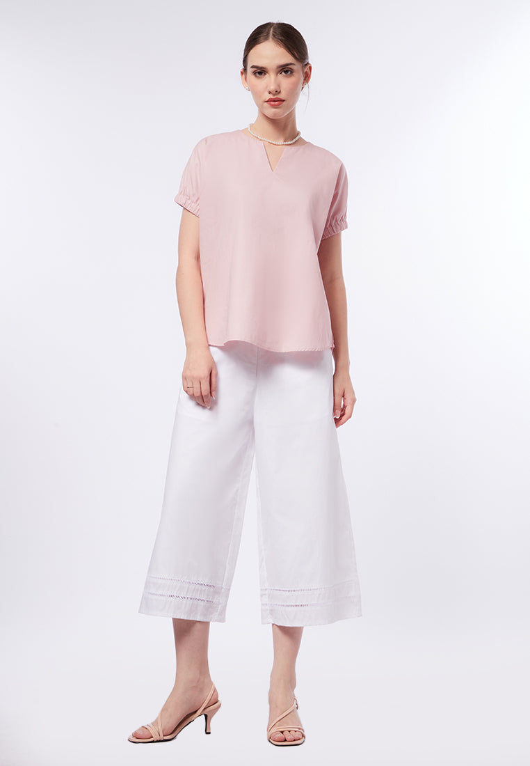 V-Neck Short Sleeve Blouse