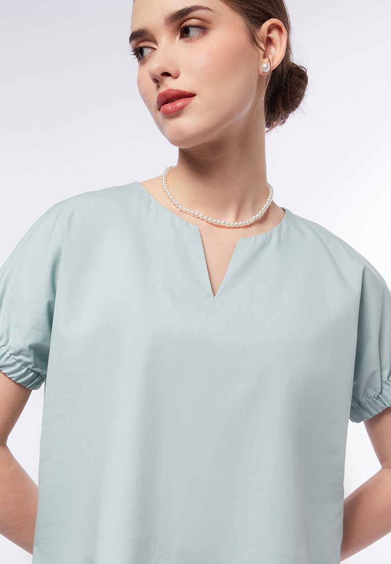 V-Neck Short Sleeve Blouse