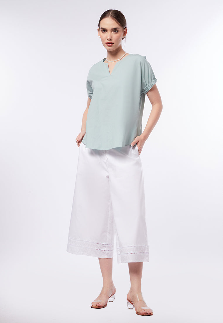 V-Neck Short Sleeve Blouse