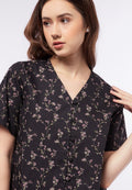 V-Neck Printed Short Sleeve Blouse