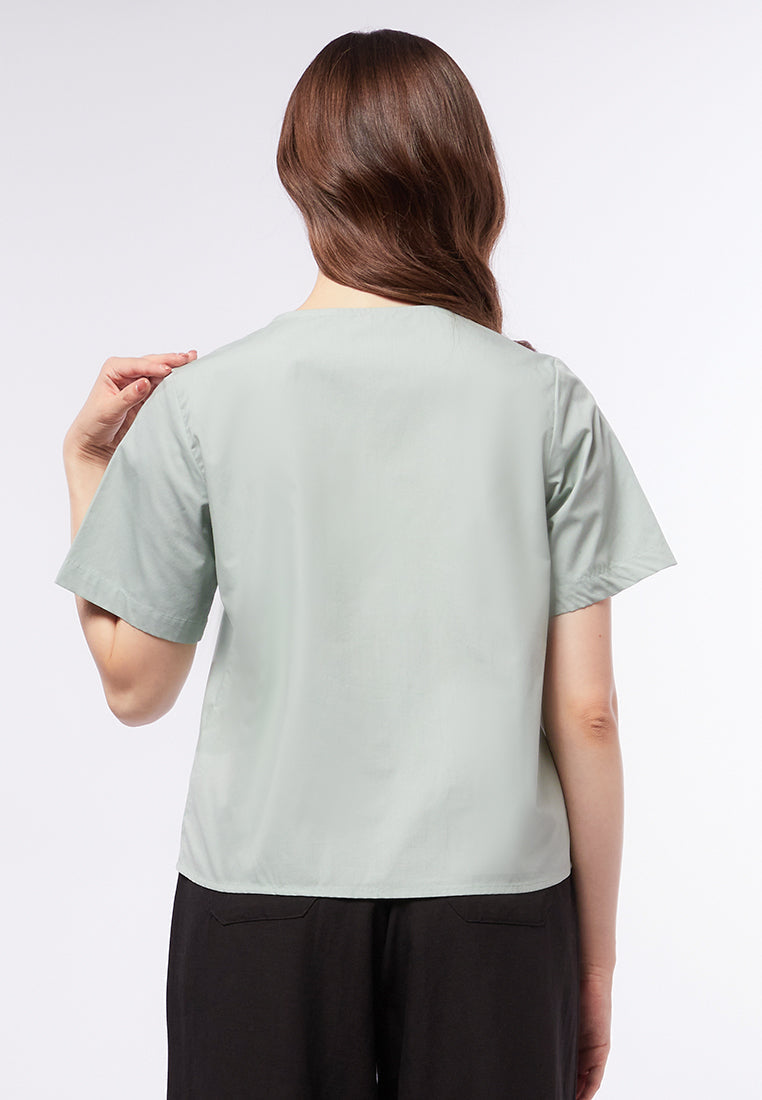 V-Neck Short Sleeve Blouse