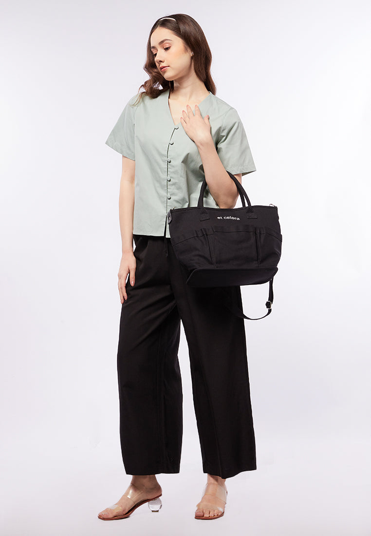 V-Neck Short Sleeve Blouse