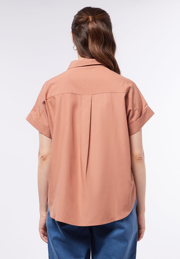 Boxy Fit Blouse with Patch Pocket