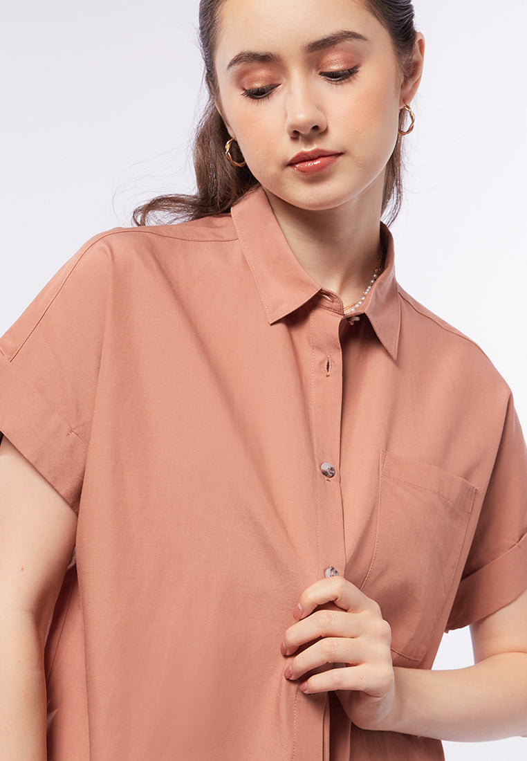 Boxy Fit Blouse with Patch Pocket