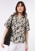 V-Neck Printed Loose Blouse