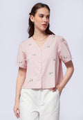 Short Sleeve Embroidered Top