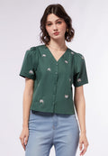 Embroidered Short Sleeve Blouse