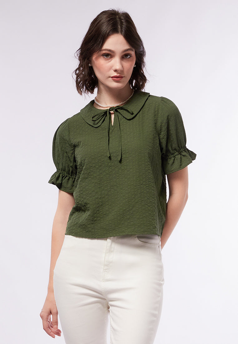 Peterpan Collar Short Sleeve Blouse