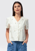 Embroidered Short Sleeve Top