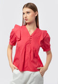 V-Neck Short Sleeve Blouse
