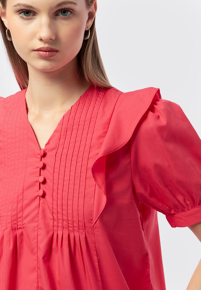 V-Neck Short Sleeve Blouse
