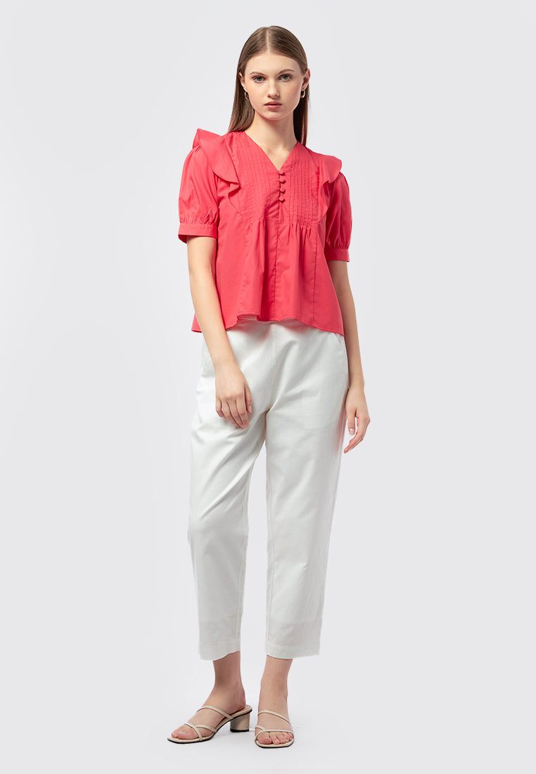 V-Neck Short Sleeve Blouse