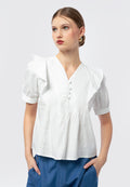 V-Neck Short Sleeve Blouse