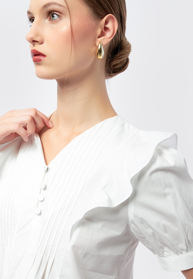 V-Neck Short Sleeve Blouse