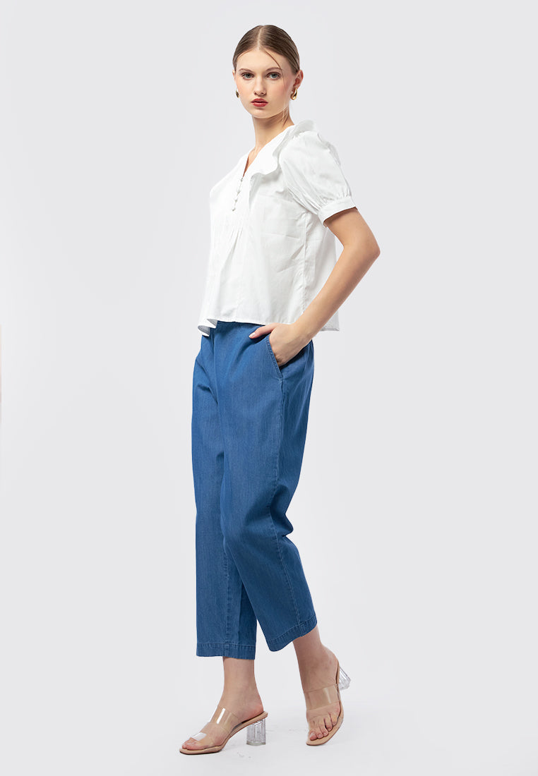 V-Neck Short Sleeve Blouse