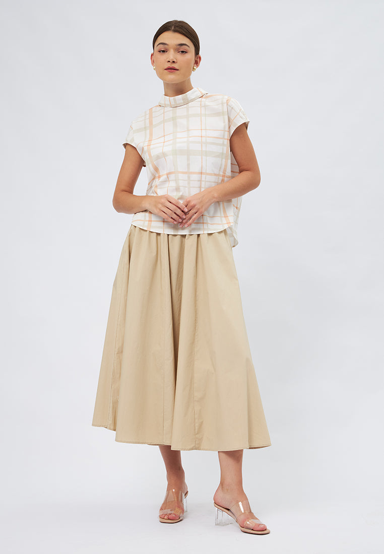 Short Sleeve Plaid Blouse