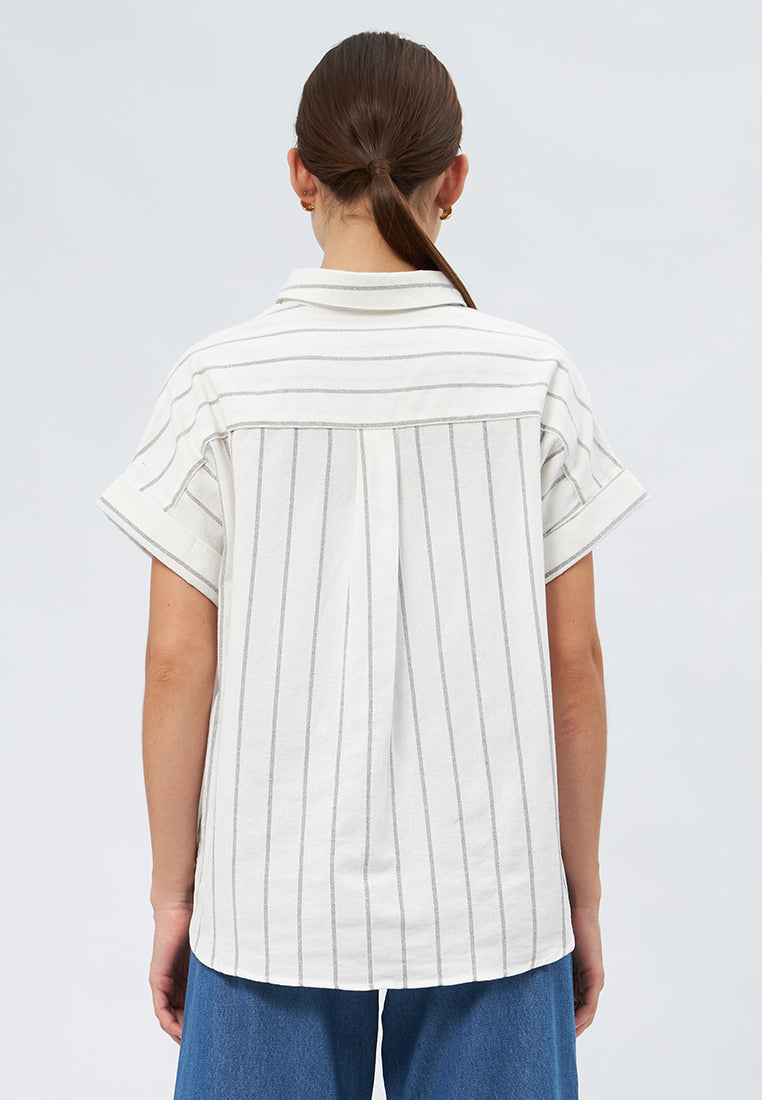 Short Sleeve Striped Blouse