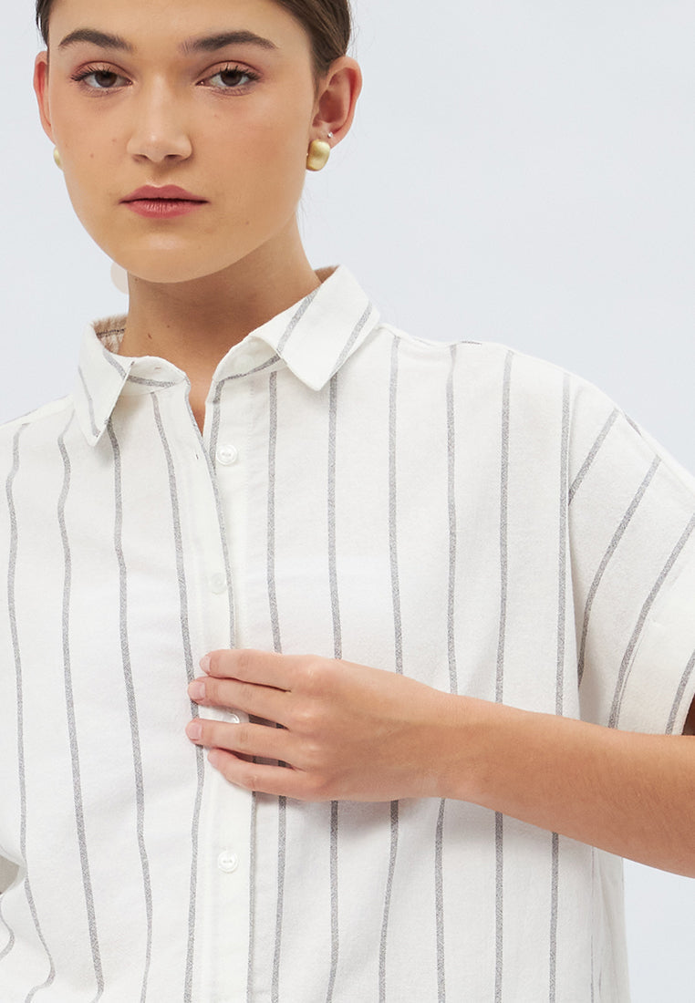 Short Sleeve Striped Blouse