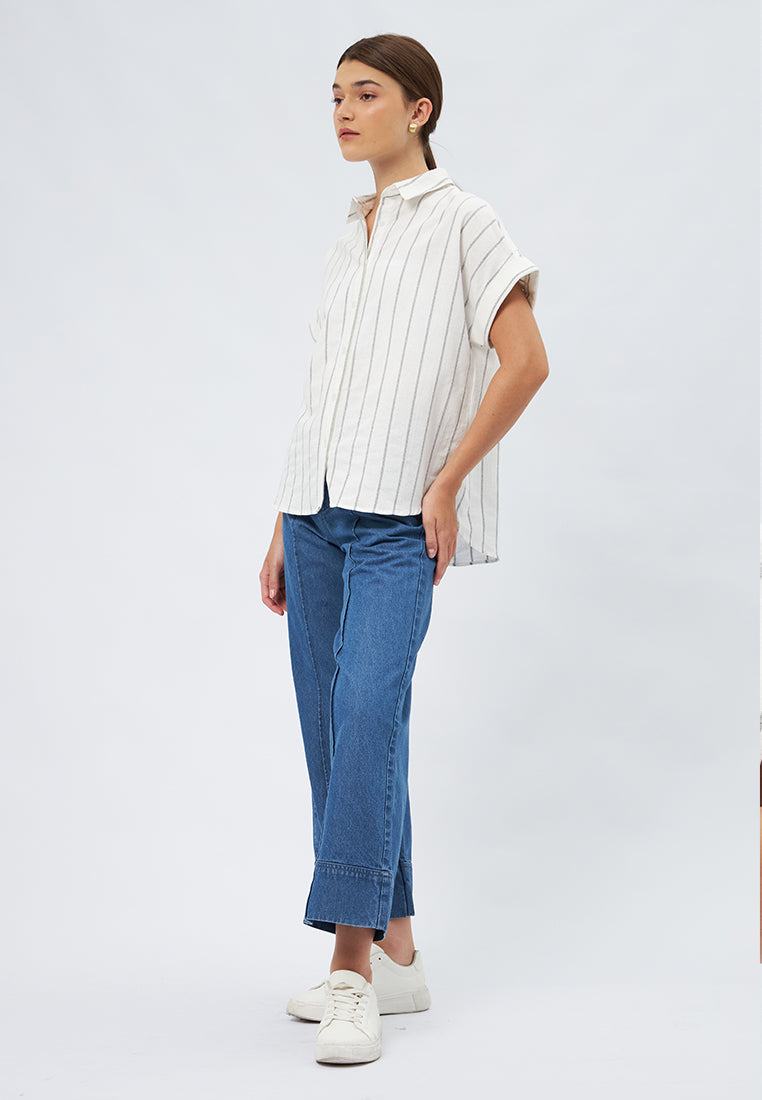 Short Sleeve Striped Blouse