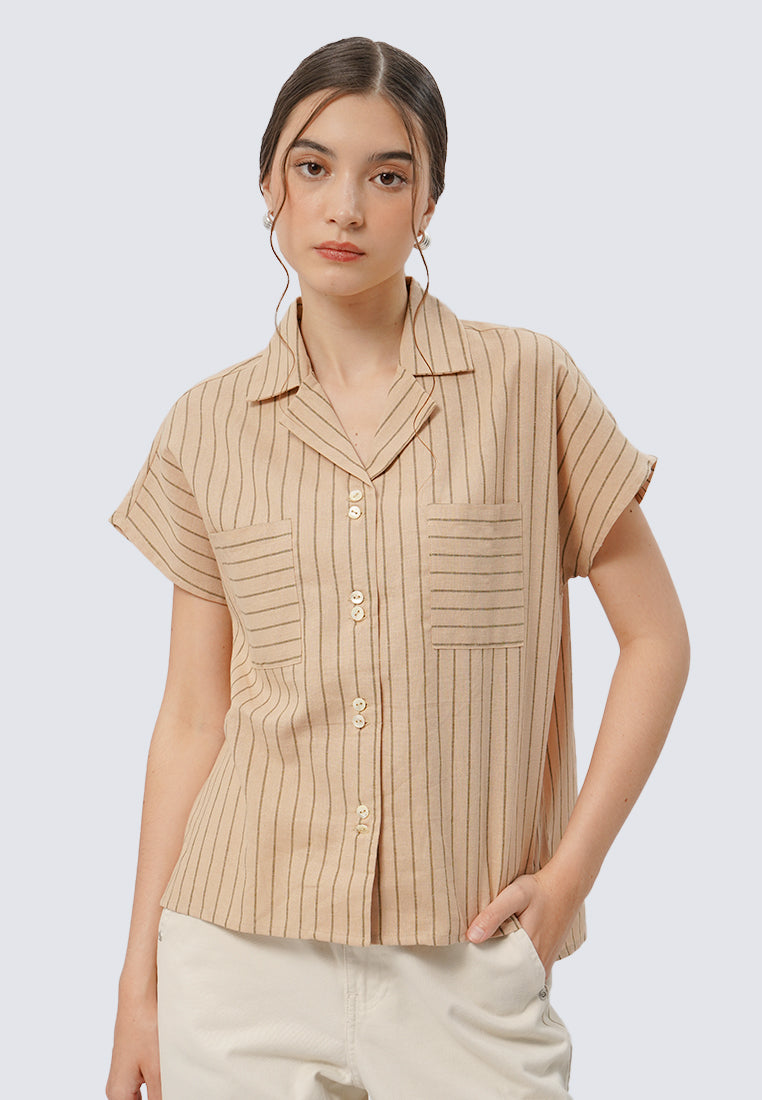 Stripes Short Sleeve Blouse