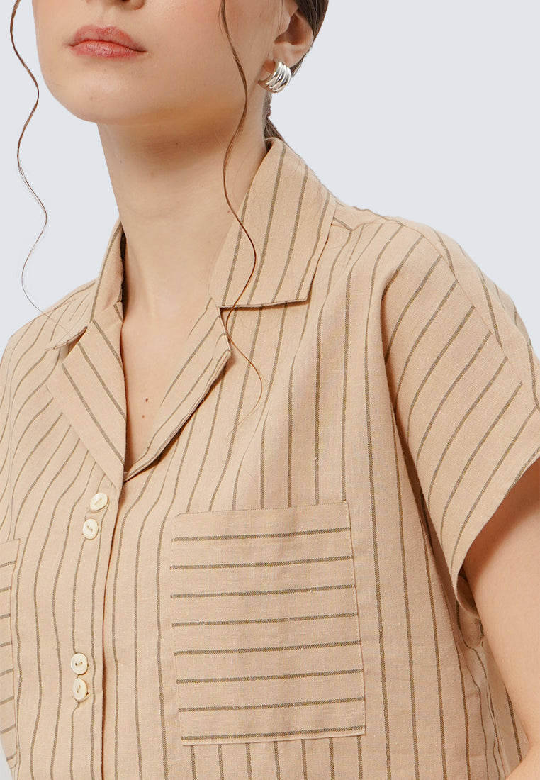 Stripes Short Sleeve Blouse