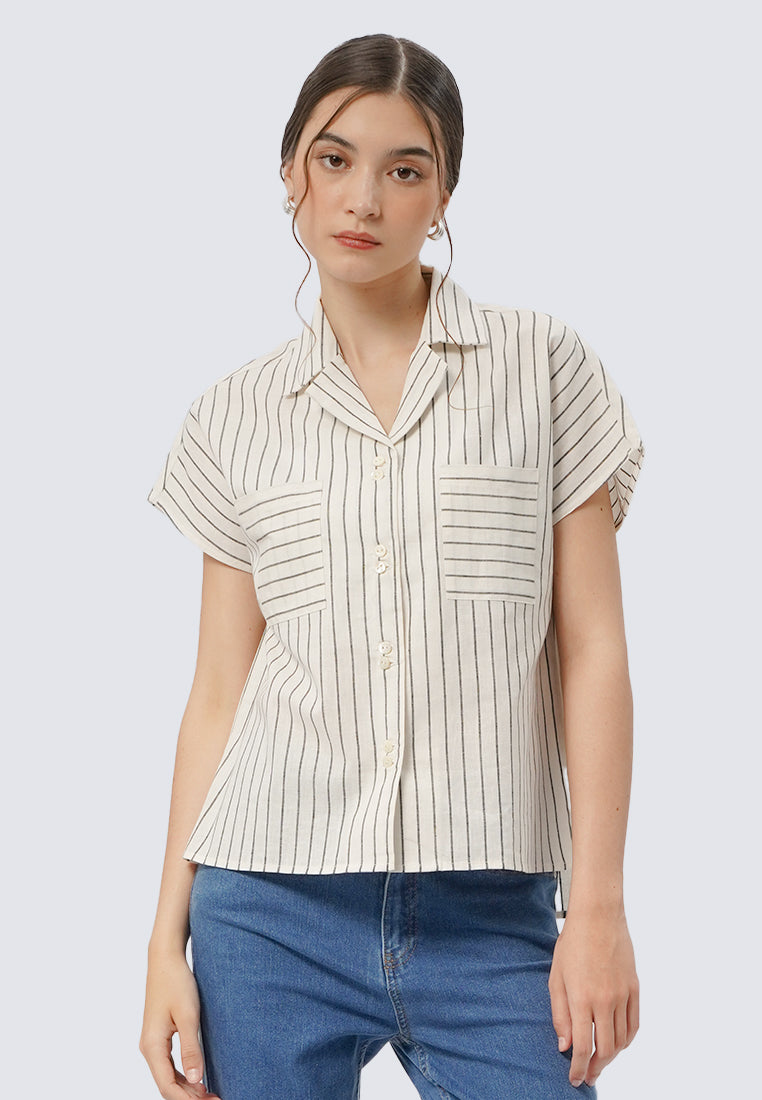 Stripes Short Sleeve Blouse