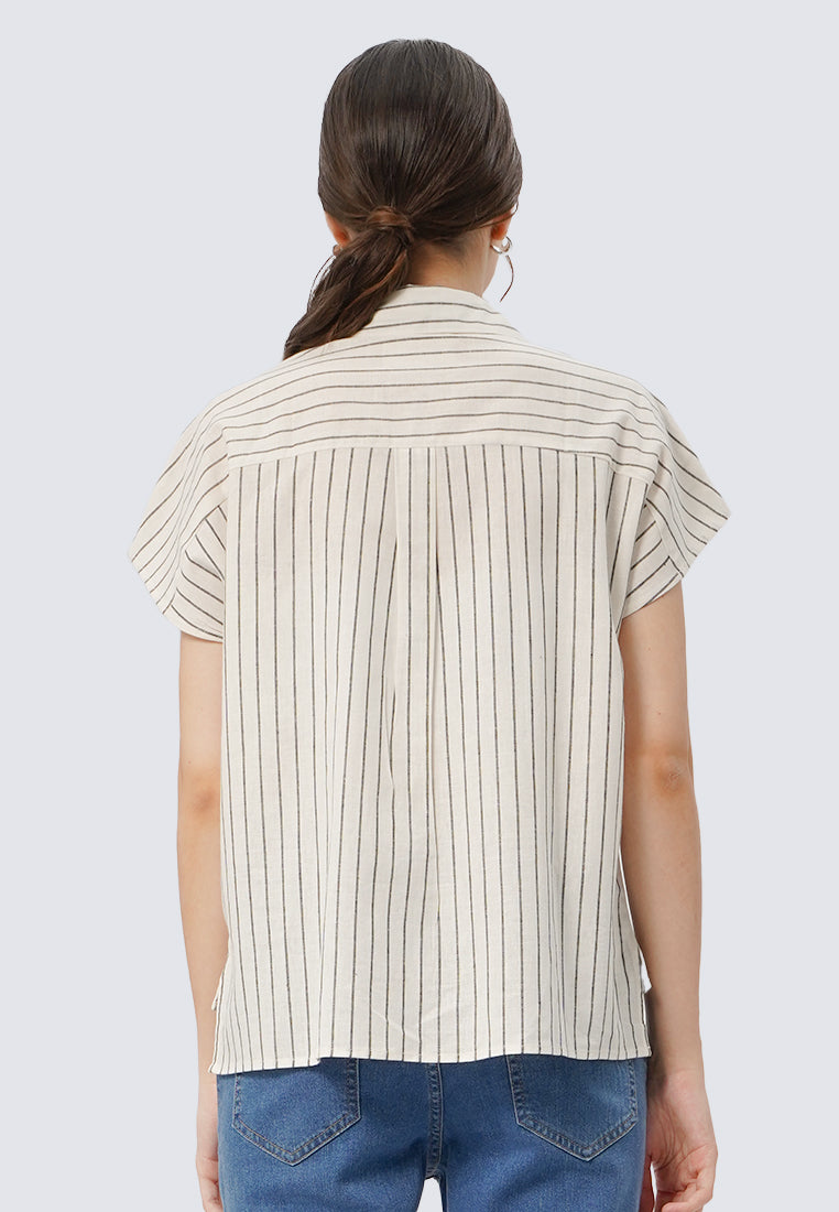 Stripes Short Sleeve Blouse