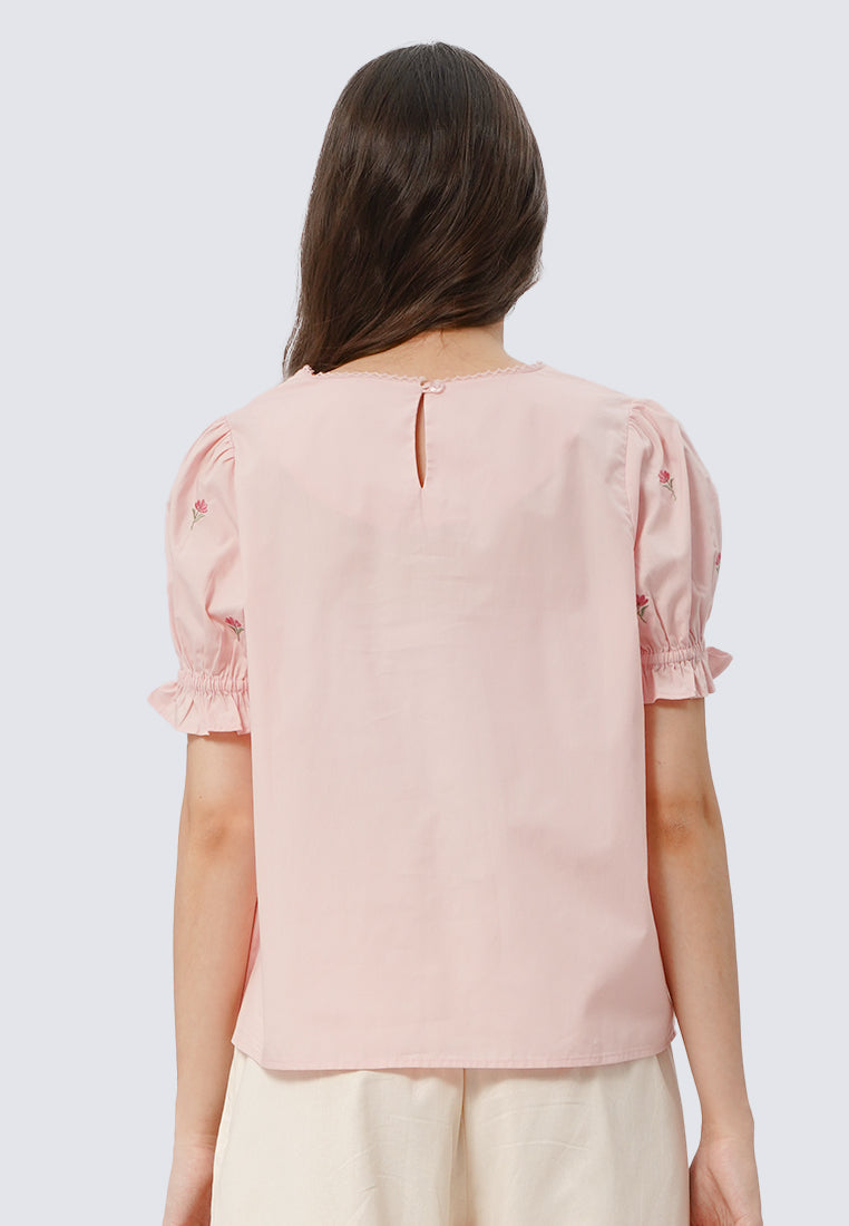Embroidered Puff Sleeve Blouse