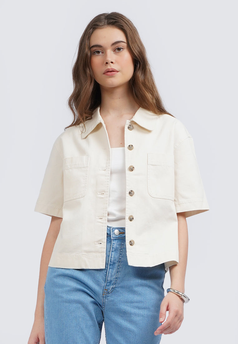Double Pocket Short Sleeve Blouse