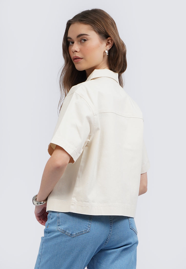 Double Pocket Short Sleeve Blouse