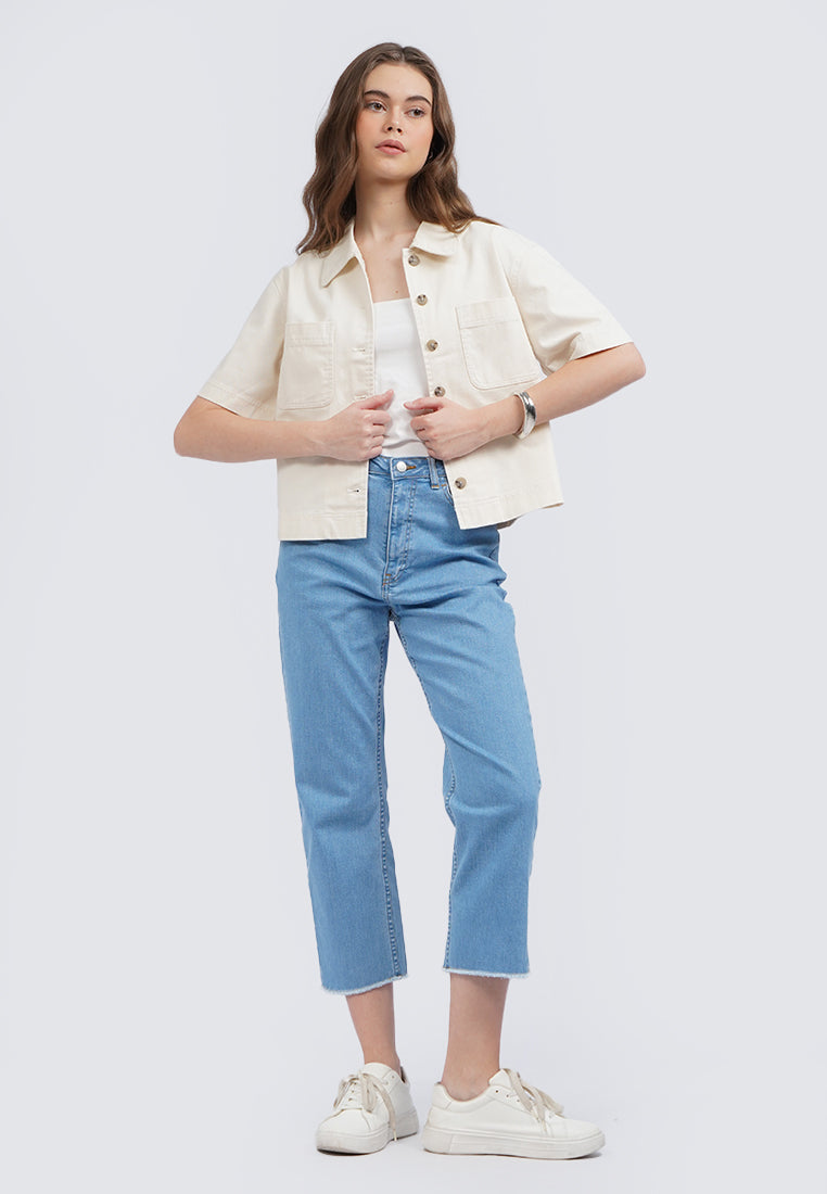 Double Pocket Short Sleeve Blouse