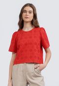 Round Neck Short Sleeve Blouse