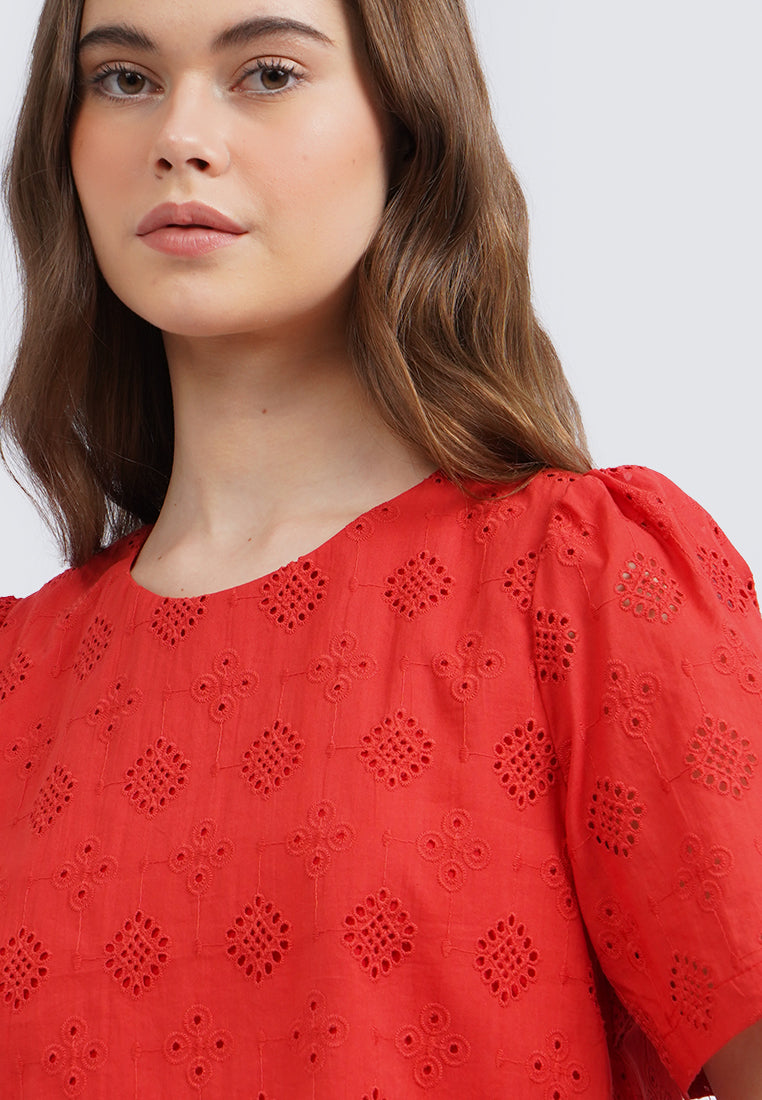 Round Neck Short Sleeve Blouse