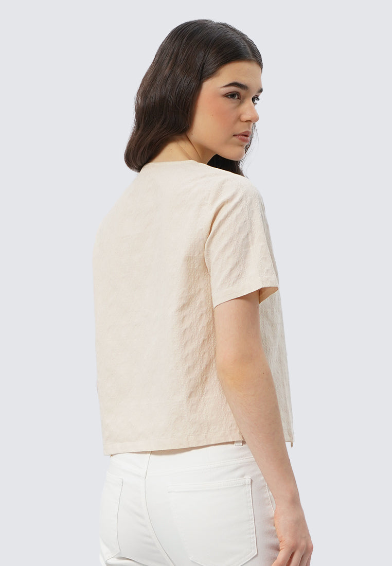 V-Neck Blouse with Front Tie