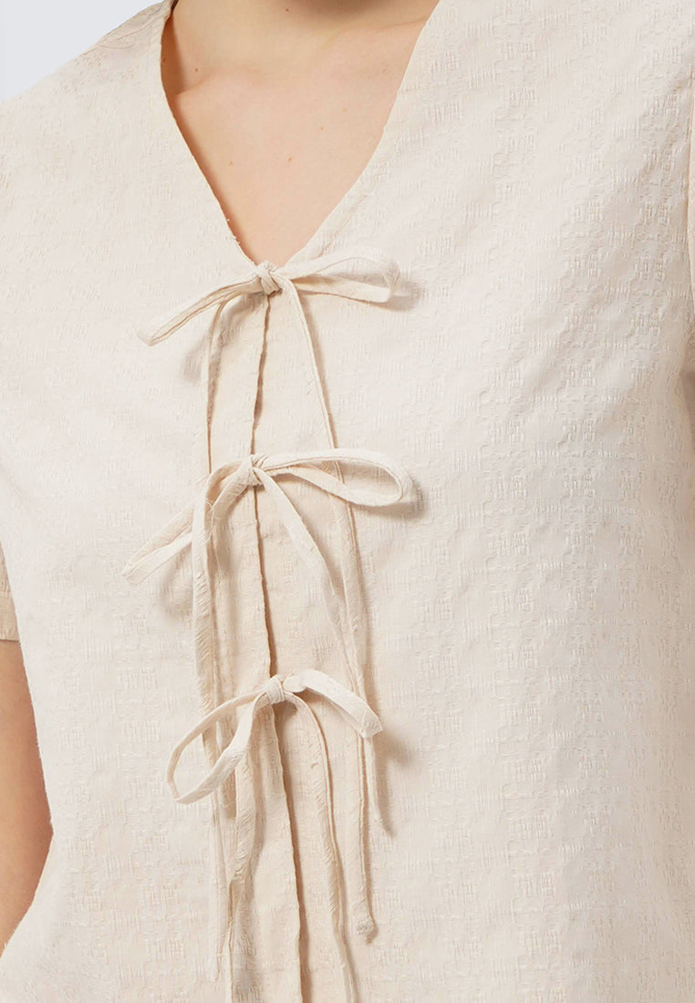 V-Neck Blouse with Front Tie
