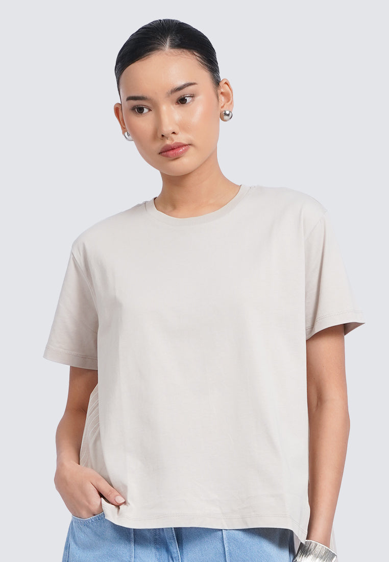 Short Sleeve Top with Contrast Fabric