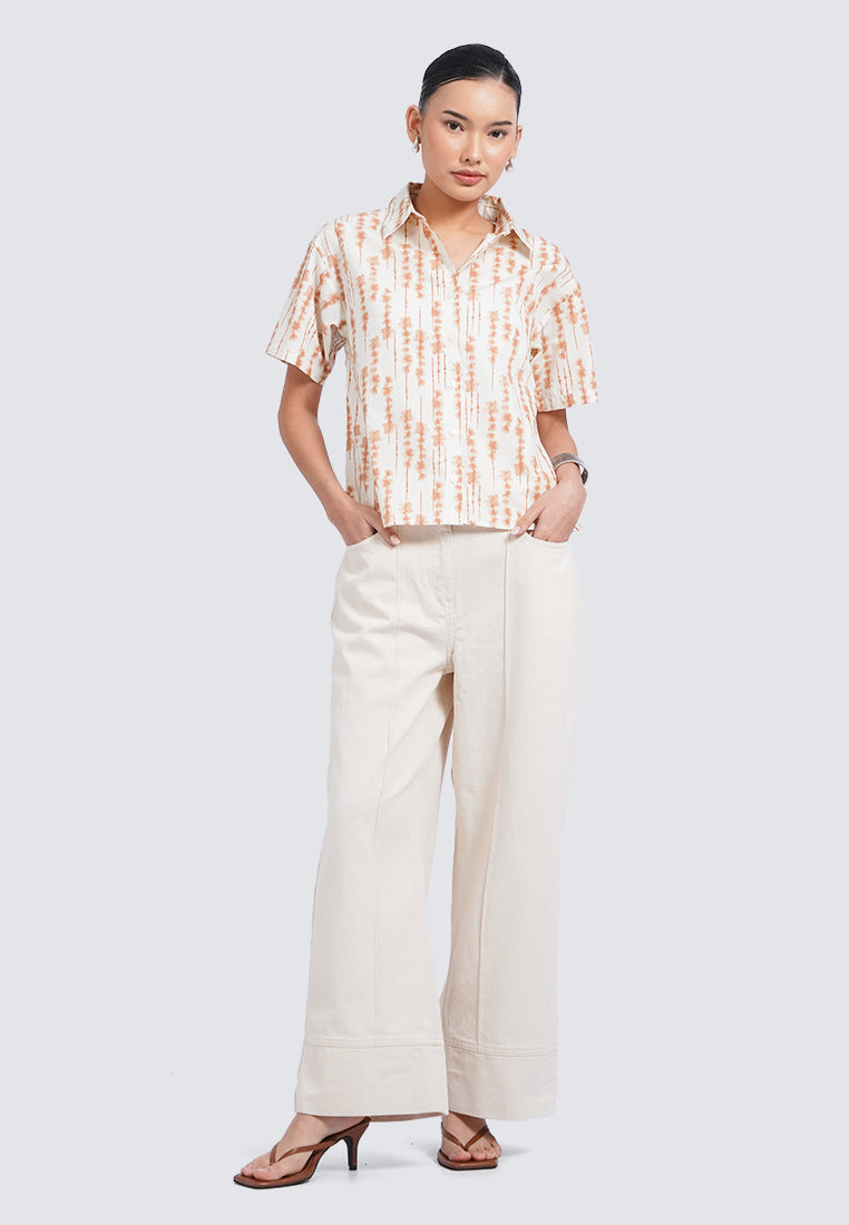 Printed Short Sleeve Blouse