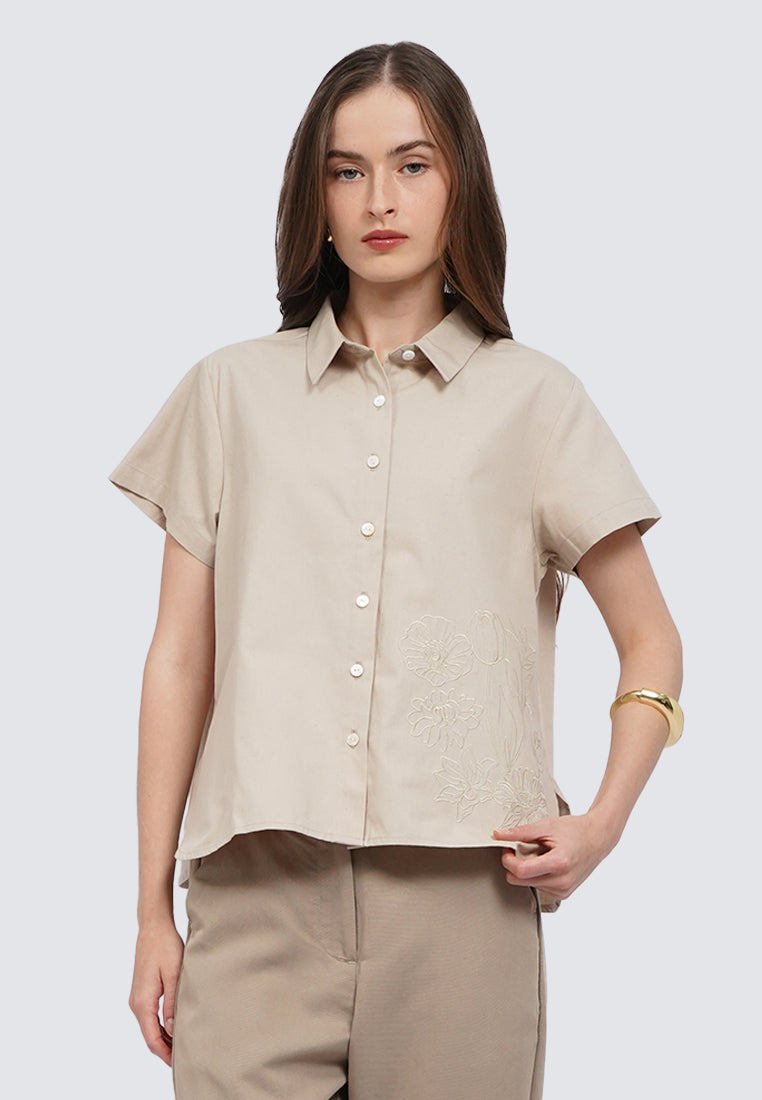 Embroidered Short Sleeve Blouse