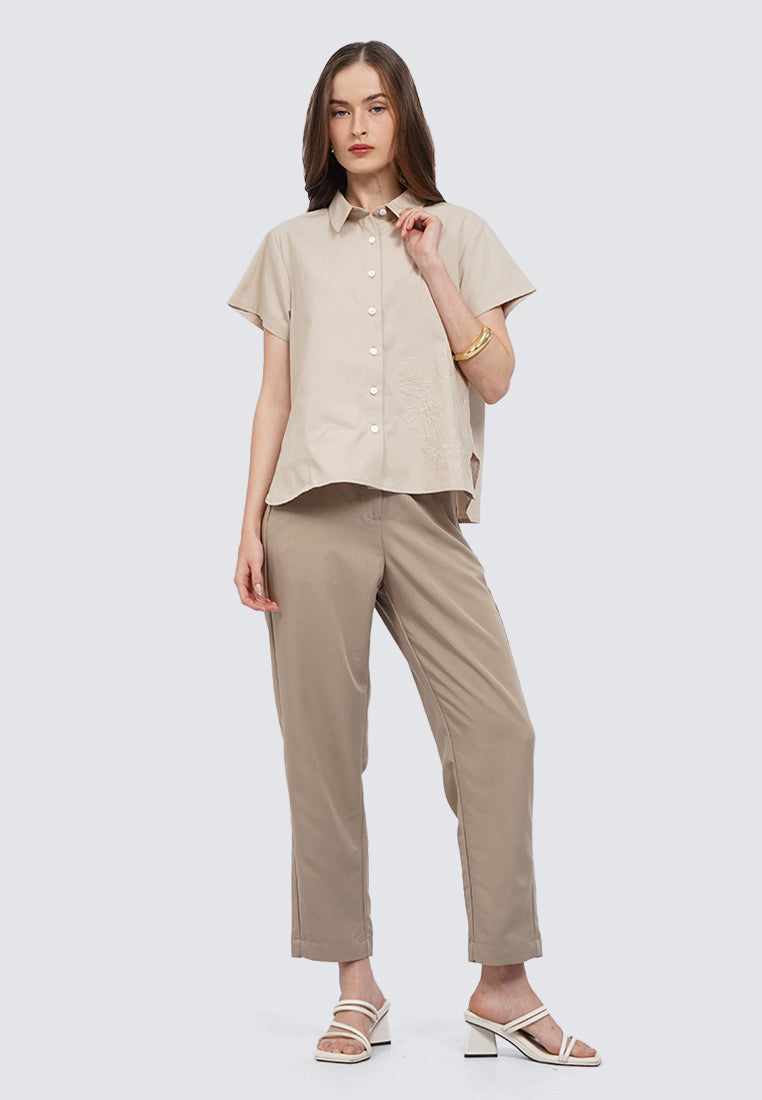 Embroidered Short Sleeve Blouse